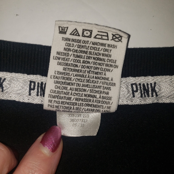 VICTORIA'S SECRET PINK BLACK AND HOT PINK PULLOVER SWEATSHIRT SIZE XS - Picture 6 of 7